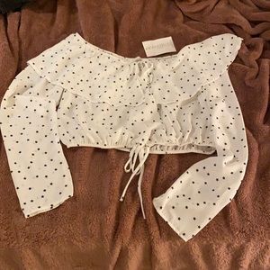 Honey punch crop off the shoulder top